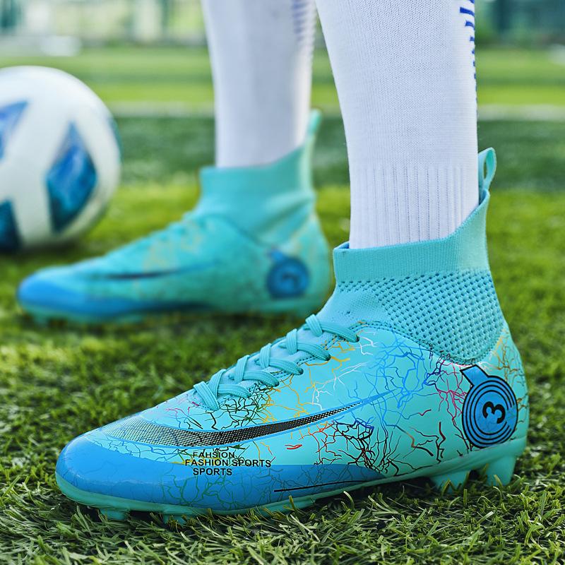 Размер 31-48 Футбольные бутсы Роналду мужские и женские высокие для взрослых студентов кампуса соревнования сломанный ноготь обувь женские тренировочные