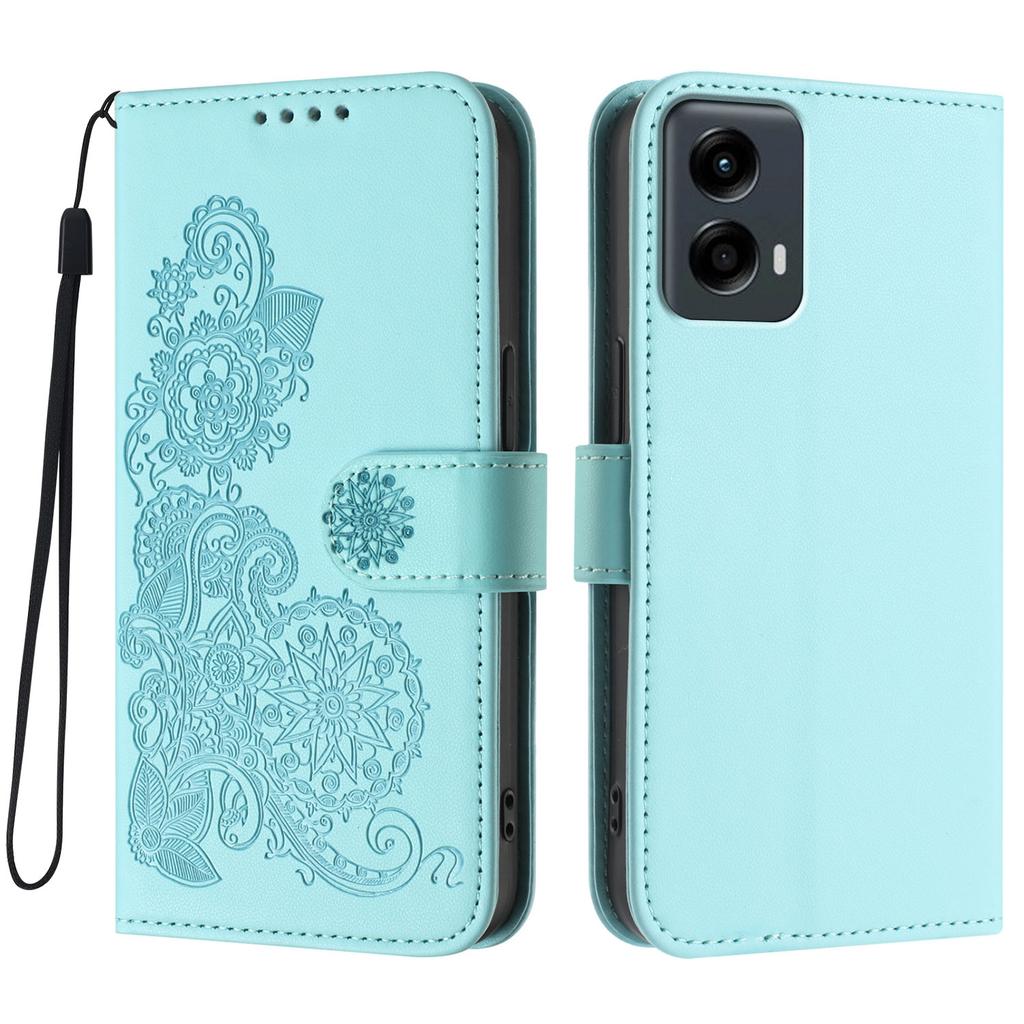For Motorola Moto G Play 5G (2024)/Motorola Moto G 5G (2024) Phone Cases Mandala Flower Leather Wallet Mobile Cover with Strap
