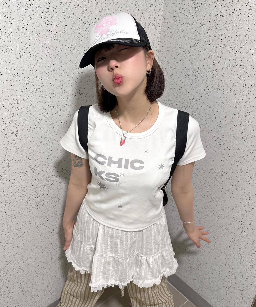 CHICKS Asymmetrical Stella Slim Fit Short Sleeve T-Shirt White