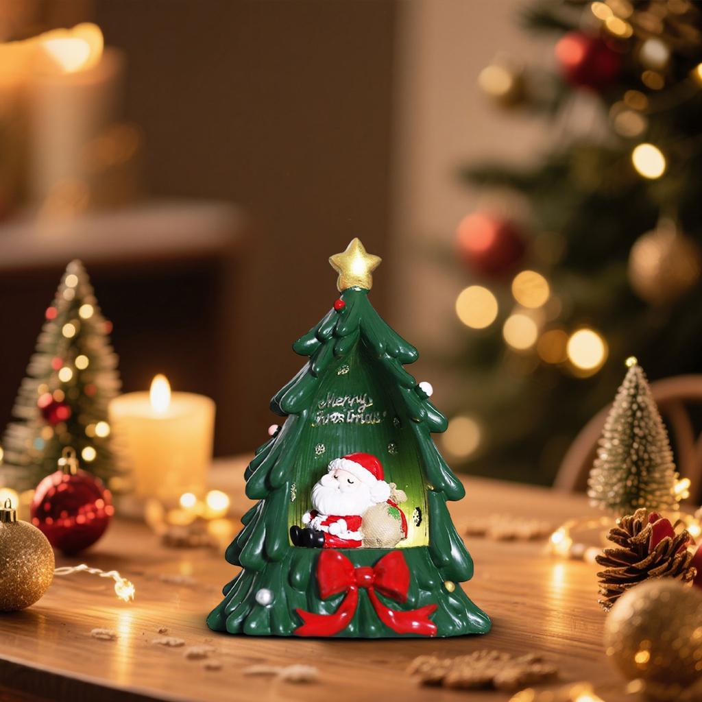 Miniature Resin Christmas Tree Desktop Ornament, 3D Christmas Tree Creative Desktop Ornament, Christmas Light-up Ornament