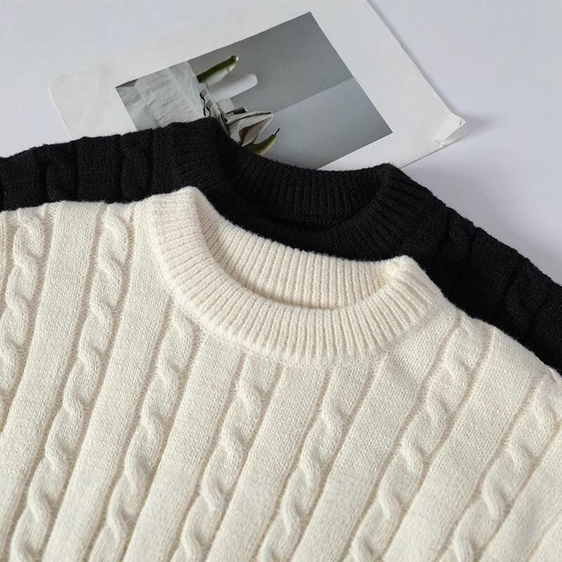 Модный мужской осенне-зимний свитер с косами, с круглым вырезом, мужской повседневный вязаный свитер