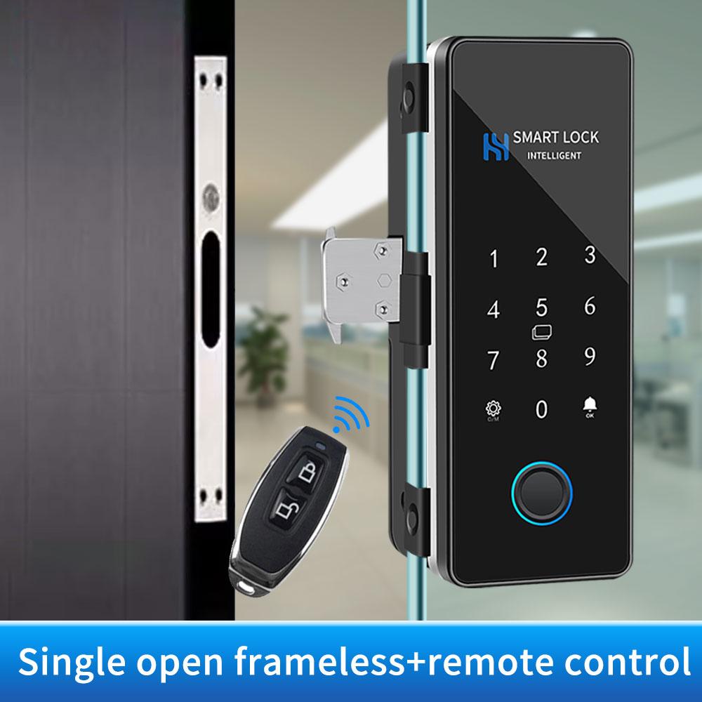Стеклянный дверной замок с отпечатком пальца Bluetooth Умный замок для раздвижной стеклянной двери Электронный замок с RFID-картой Управление через приложение Hahalock