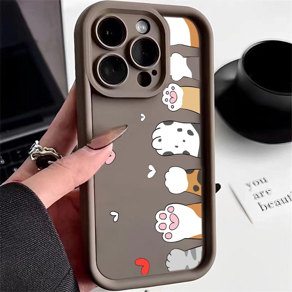 LZ9 мультяшный кот милый художественный дизайн силиконовый чехол для телефона iPhone 11 13 14 15 16 Pro Max 7 8 16 Plus 12 mini XS Max XR противоударный задний чехол