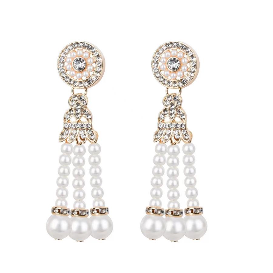 Серьги-маскарад 1920-х годов с жемчугом и бриллиантами — вечеринка в стиле Гэтсби, невеста, свадьба, бал