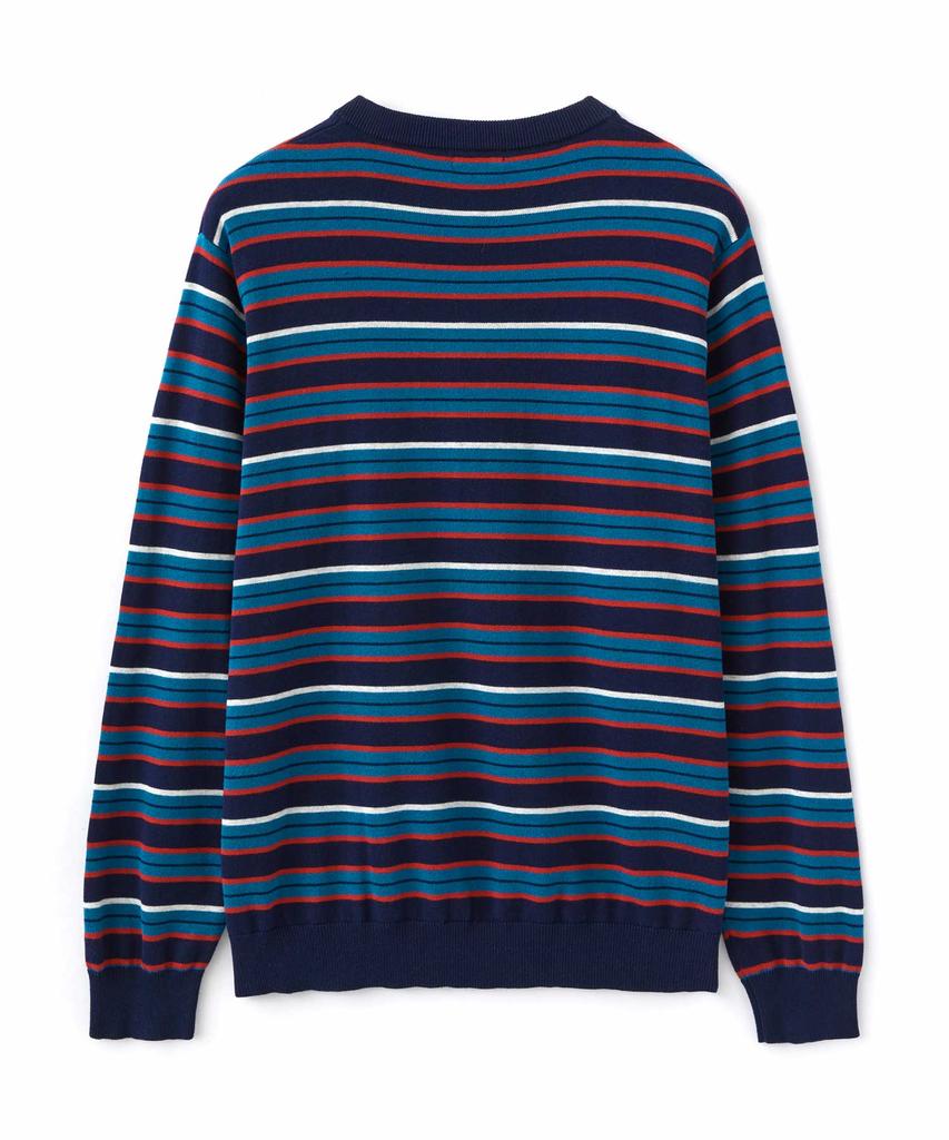 WMC Multi-Stripe Henley Neck Knit_Navy