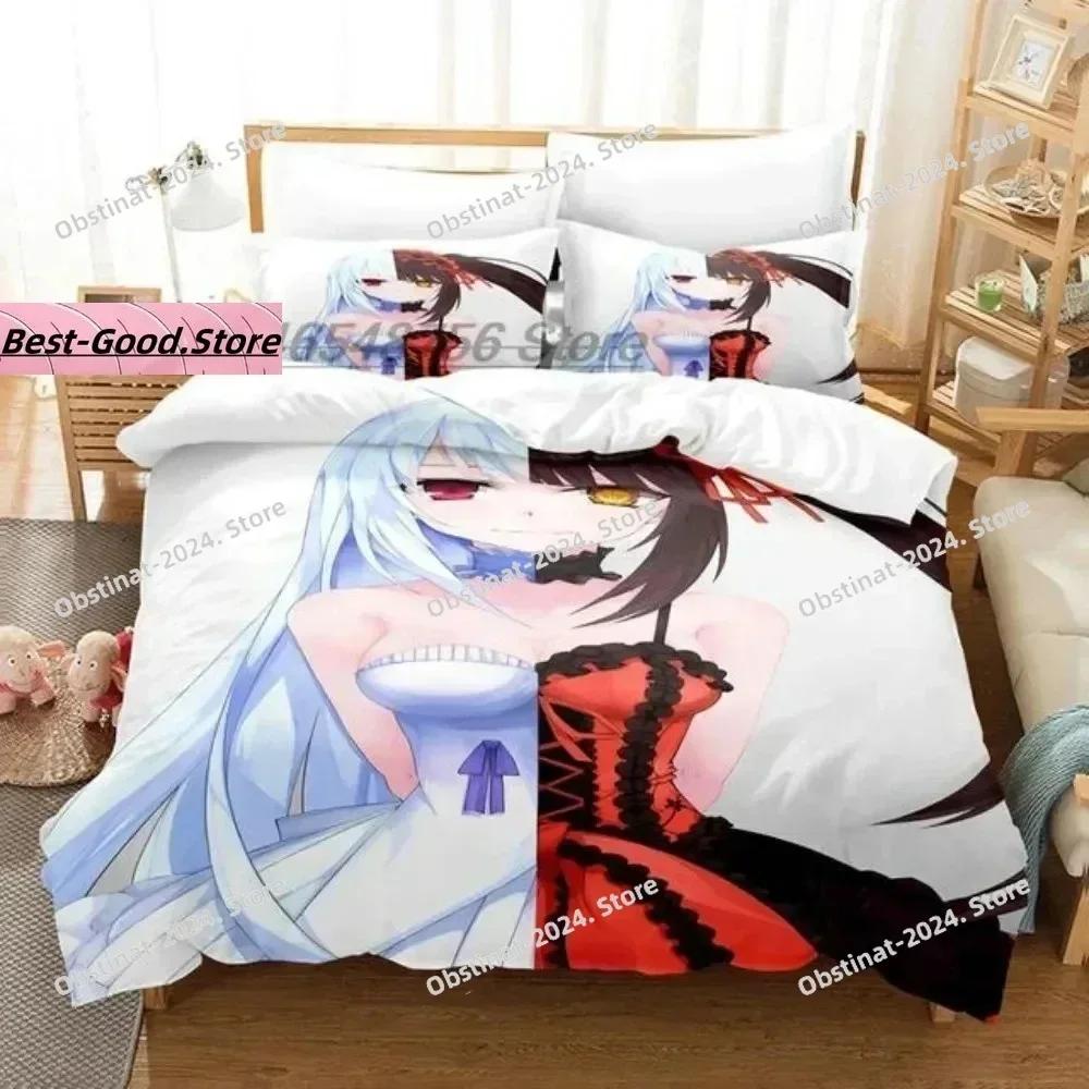 Аниме Date A Live Куруми Токисаки Печатный Комплект Постельного Белья Пододеяльник Наволочка Комплект Постельного Белья Простыня Одеяло Полный Размер Queen King