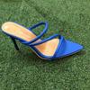 2024 New Women's High-heeled Slippers Sexy Narrow Band Pointed Open Toe Stiletto Heels Modern Leather Sequin Mules Summer Heels