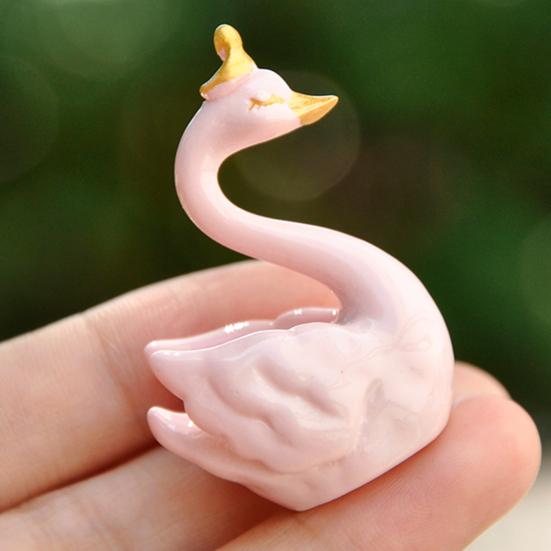 Фигурка Лебедя Прекрасная Миниатюрная Фигурка Кукла DIY Украшение для Торта Симуляция Короны Фигурка Лебедя Смола Модель Животного Рождественский Свадебный Подарок