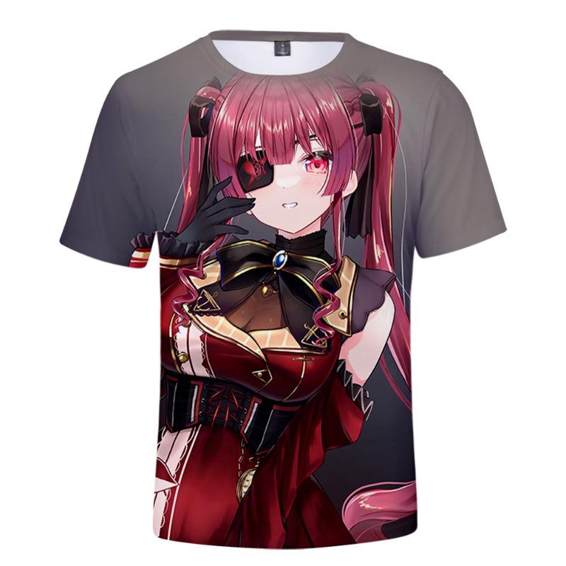 BSLNXNMA HOLOLIVE VTuber Houshou Marine 3D Печать Весна Лето Преппи Мужская/Женская Уличная Одежда Футболка Streetwear Кавайный стиль