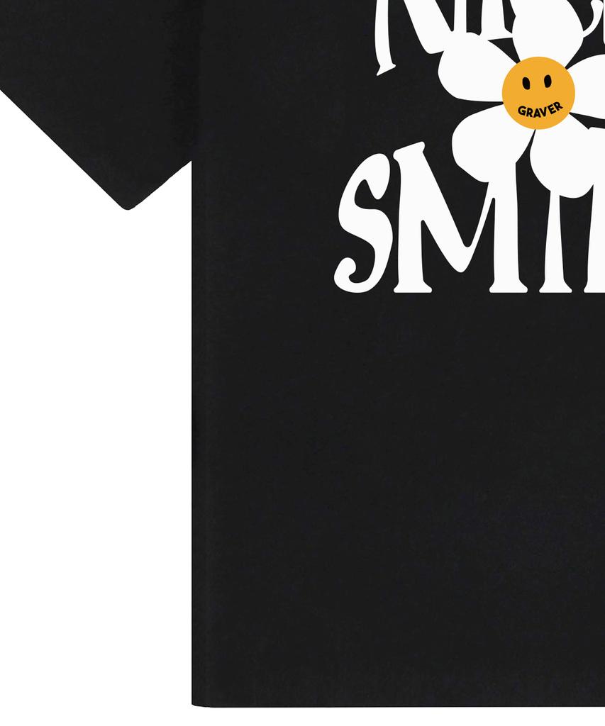GRAVER [Unisex] Nice Smile Logo Flower Short Sleeve T-Shirt_Black