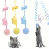New Spring Rabbit Fur Big Ball Cat Teaser Retractable Elastic Rope Cat Toy Self-hilarious Hanging Cat Toy