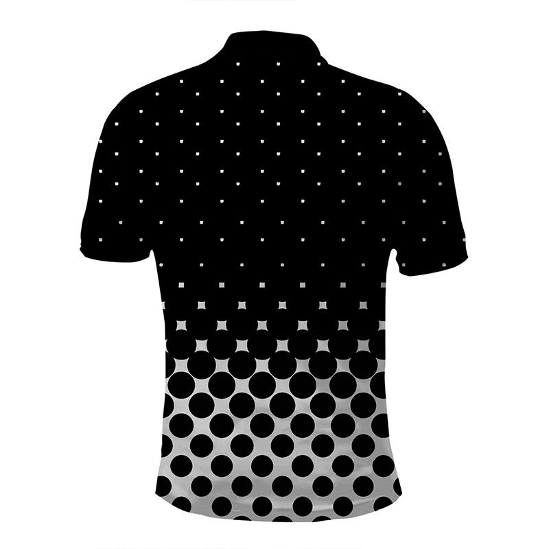 Men Summer New Short Sleeve Casual Slim Fit 3D Digital Print Polo Shirt .
