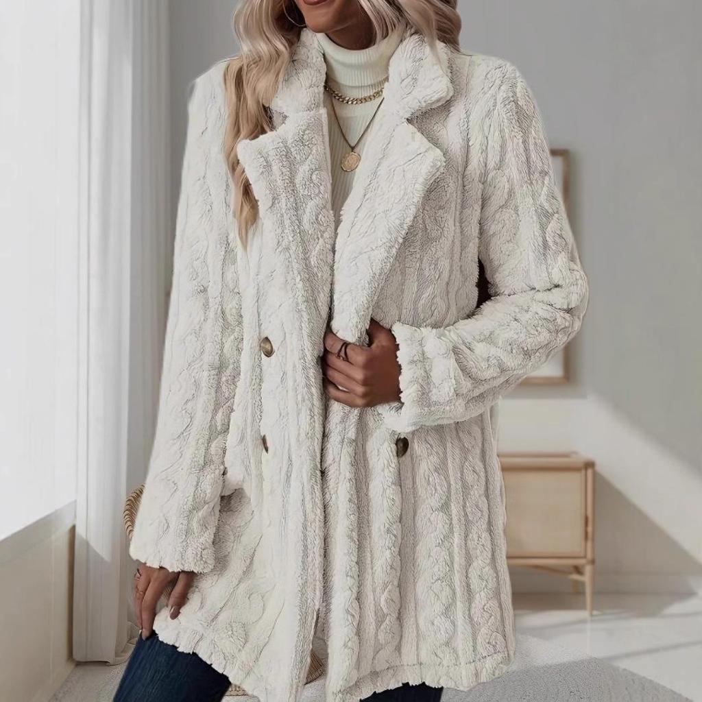 2025 Уютное двубортное пальто с воротником для женщин - Европейский и американский стиль