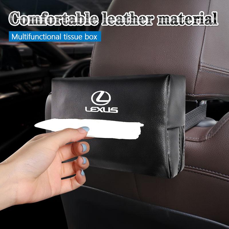 QDDY3 PU Leather Car Tissue Box Facial Tissue Storage Bag For Lexus FSPORT LBX NX RX 350h 450h ES UX 300e GS IS LS LX CT LC RC GX460