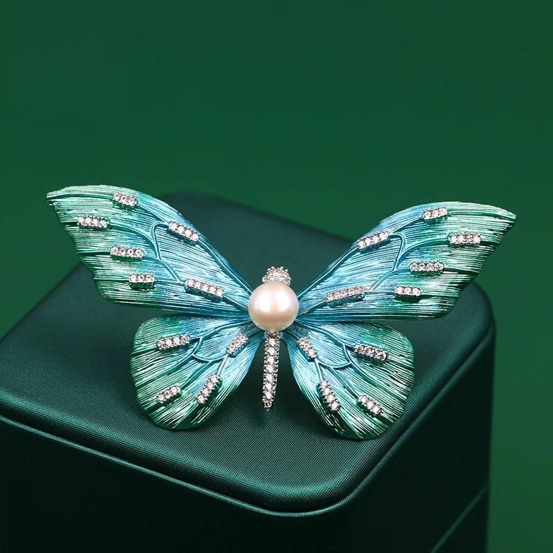 Enamel Butterfly Brooch, Feminine Charm, Pearl Insect Brooch, Design Sense, Niche Brooch