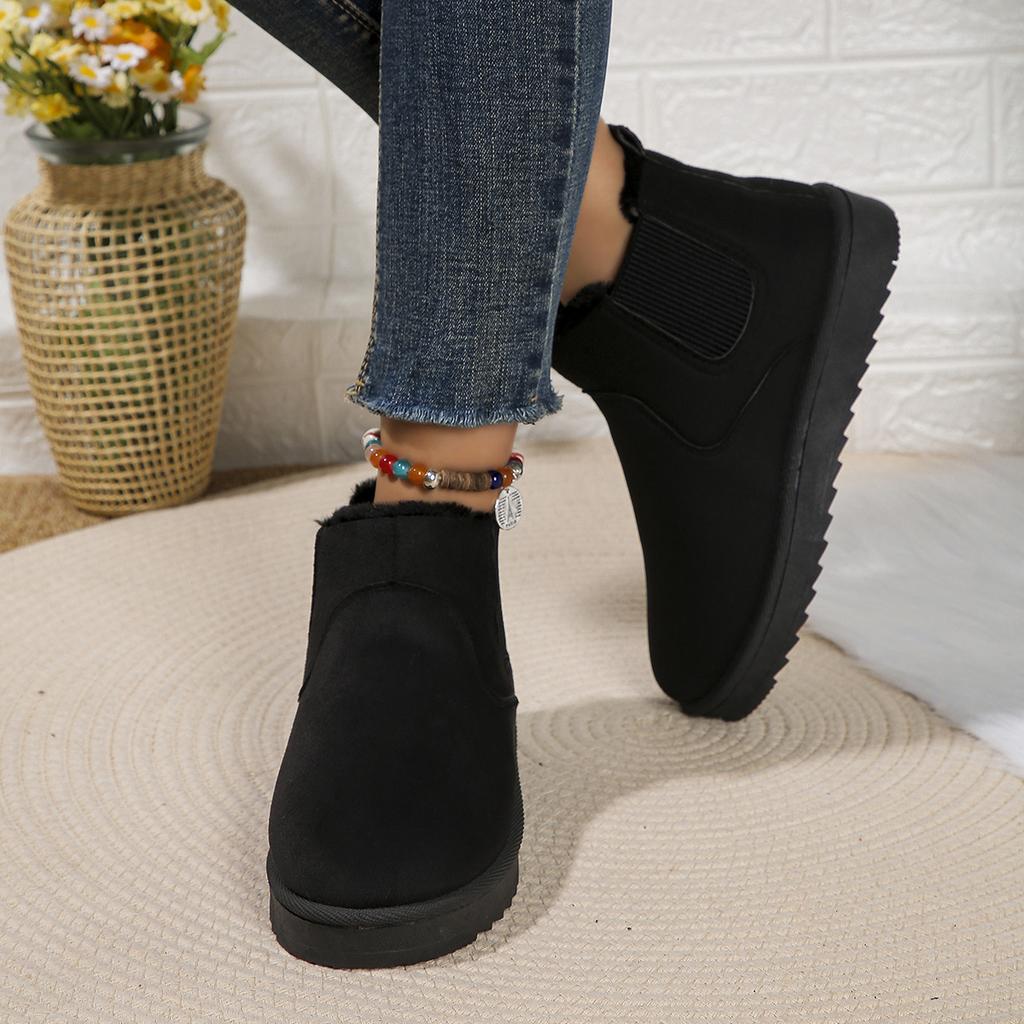 Модные зимние ботинки женские 2024 новые резиновая толстая подошва ботильоны для улицы повышенный комфорт теплые для ходьбы хлопковые туфли модные зимние ботинки