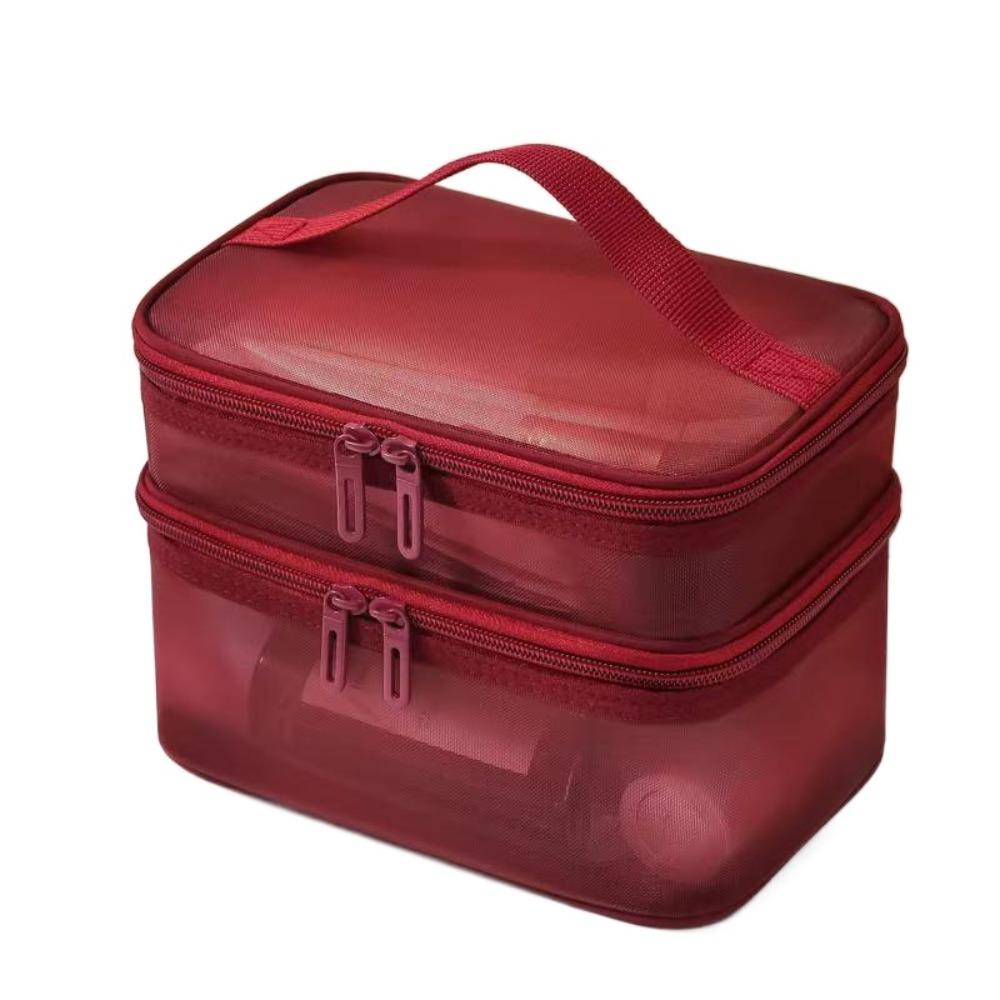 Multifunctional Transparent Mesh Travel Cosmetic Bag Storage 2/3 layer Toiletry Bag Large Capacity Makeup Case Cosmetic Storage