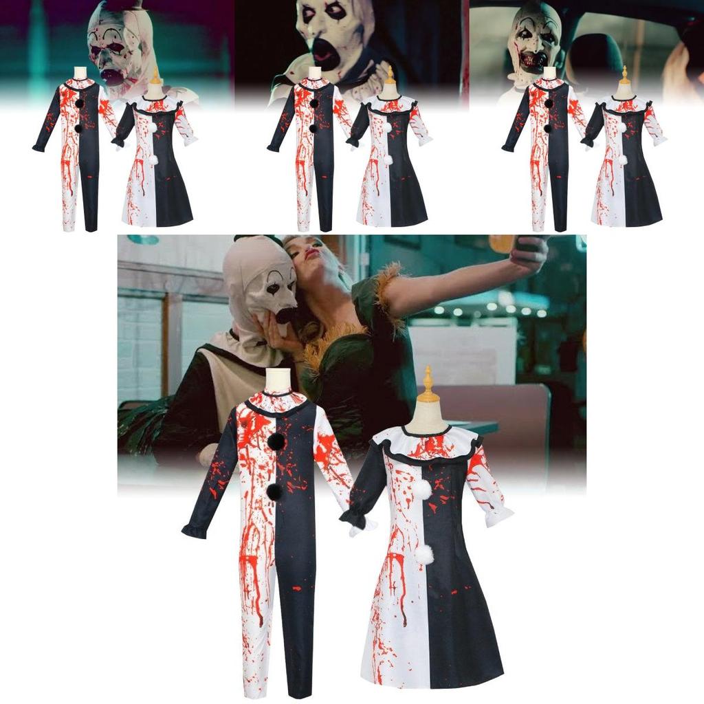 Ужасающий костюм клоуна для косплея с пятнами крови для сценических выступлений и вечеринок