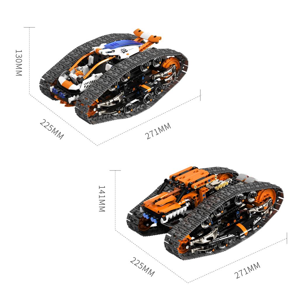 H1004 Remote Control Double-Sided Transforming Tracked Vehicle Building Blocks Desktop Model Toy For Boys' Birthday Gift