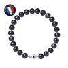 Bracelet - - Genuine Freshwater Cultured Pearl 8-9 Mm - 925 Silver - Ball Clasp - Black