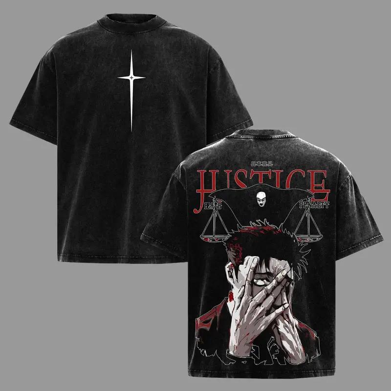 Jujutsu Kaisen Higuruma Hiromi Anime printed T-shirt for men and women, washed cotton T-shirts, vintage style, Harajuku T-shirt