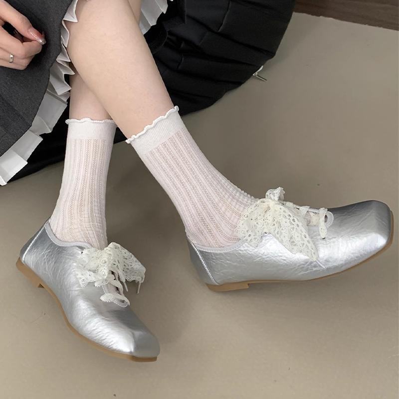 Fashion Flats Women Ballet Dance Shoes Square Toe Fashion Dress Loafers Shoes 2025 Spring Brand Casual Cozy Elegant Zapatillas De Mujer