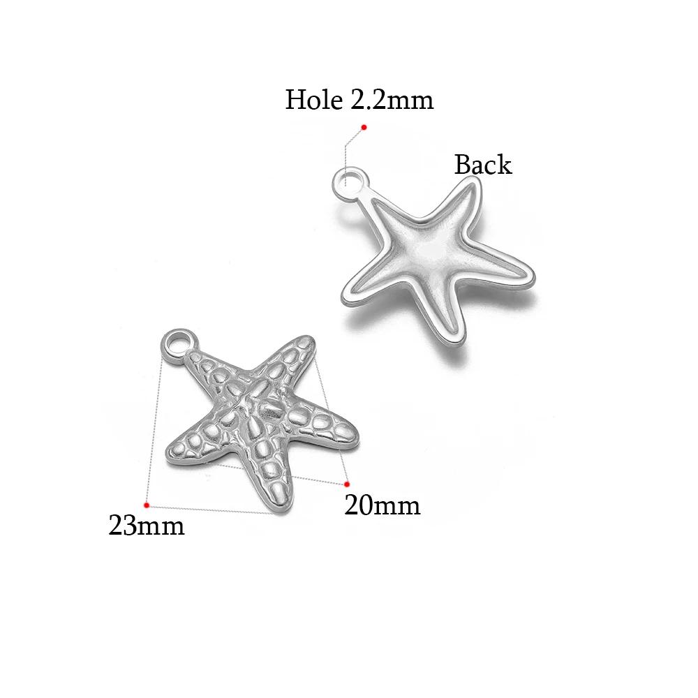 5pcs Gold Starfish Shell Charms for DIY Jewelry Accessories Stainless Steel Necklace Pendant Bracelets Findings Earrings Making
