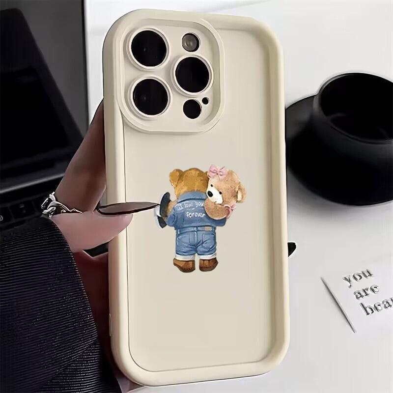 Милый чехол для телефона с зимним узором медведя для Samsung Galaxy S25 S24 S23 S22 S21 Ultra Plus FE A26 A33 A25 A16 A56 A06 A24 Мягкий чехол