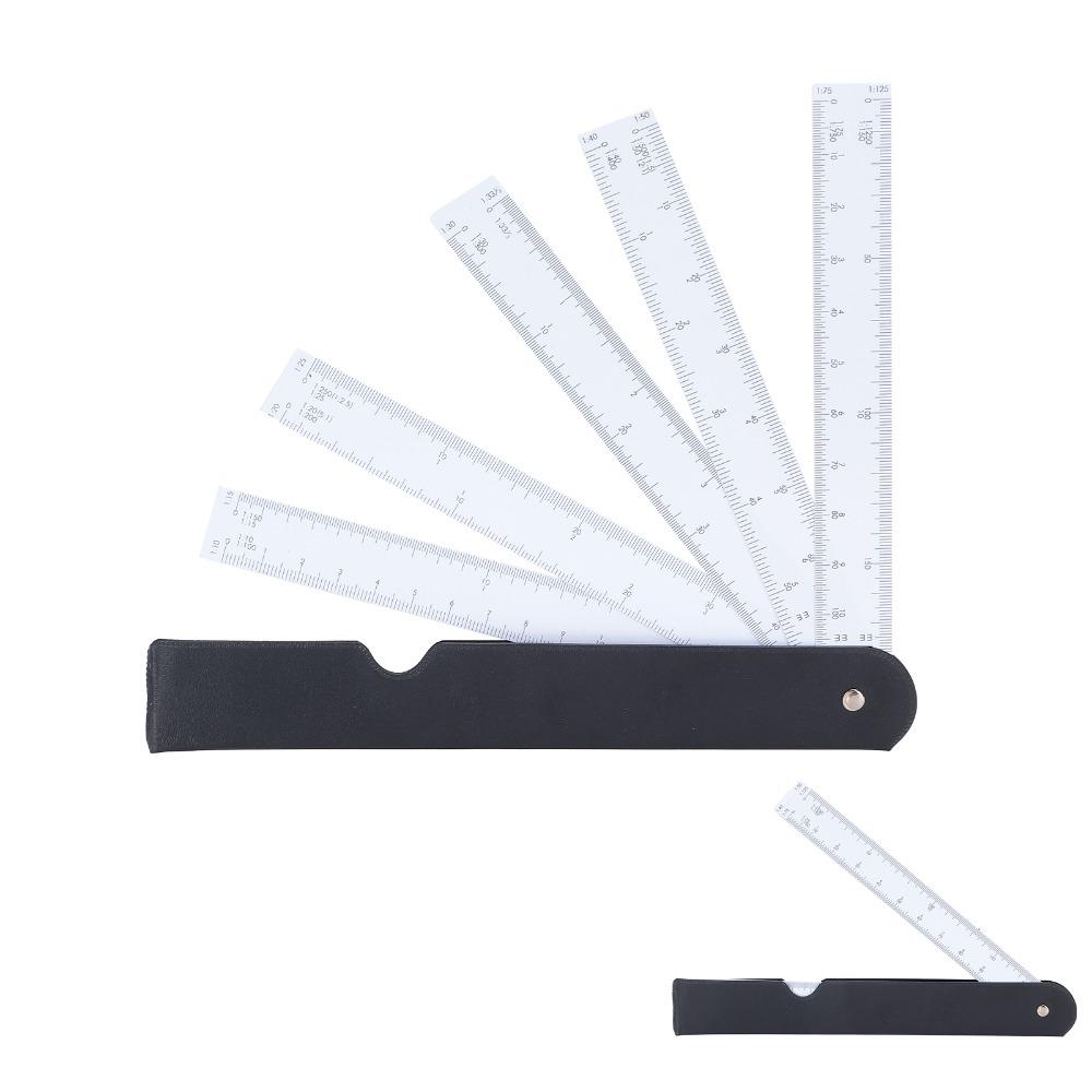 Multi Ratio Fan Shaped Ruler Plastic Scale Tools Durable Architect Scale Ruler Art Drawing