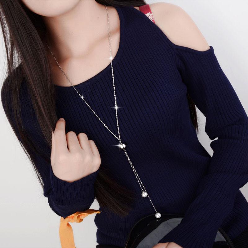 Fashion Elegant Necklace Accessories Female Pearl Sweater Chain Long Versatile Autumn and Winter Items of Jewelry