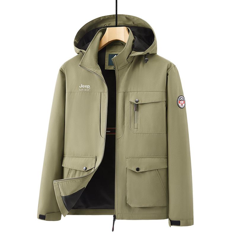 Новые куртки для активного отдыха среднего и пожилого возраста с несколькими карманами и съемными капюшонами, свободные ветрозащитные куртки больших размеров на весну и осень для мужчин