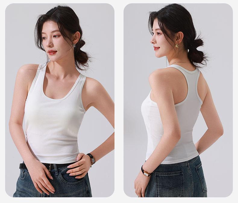 Весенне-летний мягкий топ-майка из тенсела на бретелях-борцовках со встроенными чашечками - Обтягивающий элемент верхней одежды