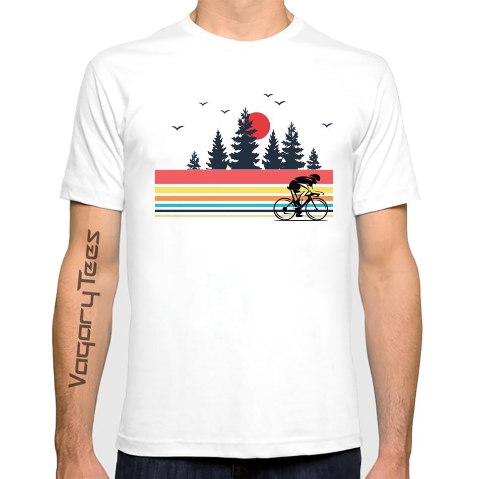 Men's Creative Cyclist Lover Feel the Burn Print Short Sleeve T-Shirt Hipster O-neck Design Tops Cool Streetwear Tee