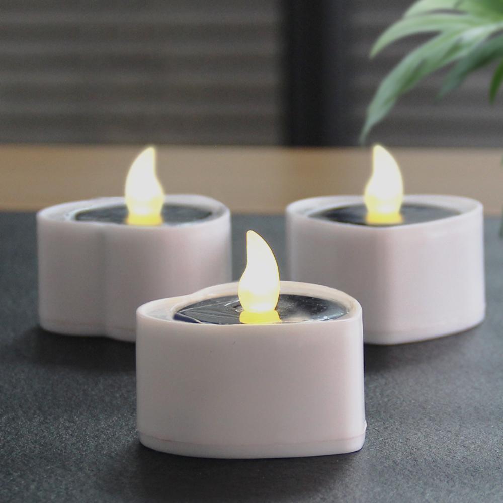 Solar Candle Light Flameless Solar Tea Light Festive Lamp Warm White Terrace Lamp Romantic Decorations for Valentine's Day