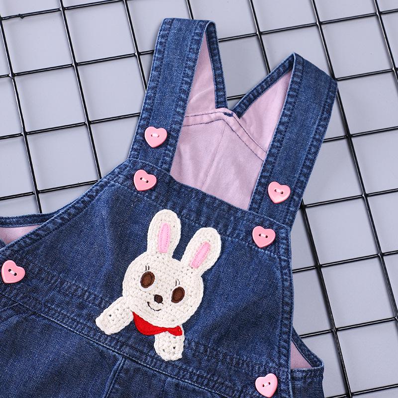 Children's Cartoon Five Bears & Rabbits Denim Overalls for Spring/Autumn