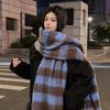 Женский шарф в клетку в корейском стиле - Модный, Универсальный, Утепленный вязаный снуд