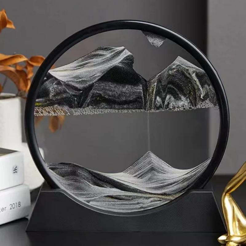 3D движущийся песок художественная картина круглое стекло глубокий морской пейзаж песочные часы зыбучий песок ремесло струящийся песок живопись офис домашний декор подарок