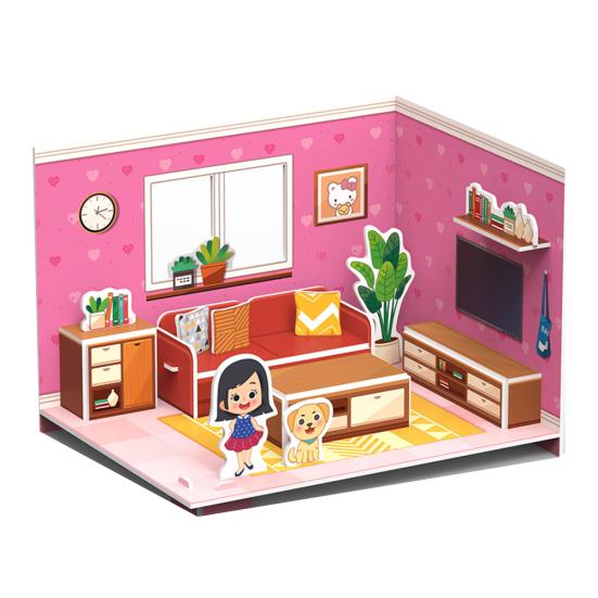 Three-Dimensional 3D Model Puzzles Handmade DIY Houses Building Blocks Kids Toys