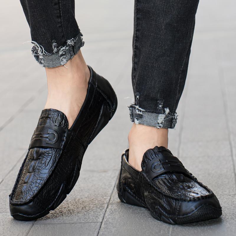 39-46 Модная мужская повседневная кожаная обувь без шнуровки Мокасины Мокасины Обувь для вождения на плоской подошве