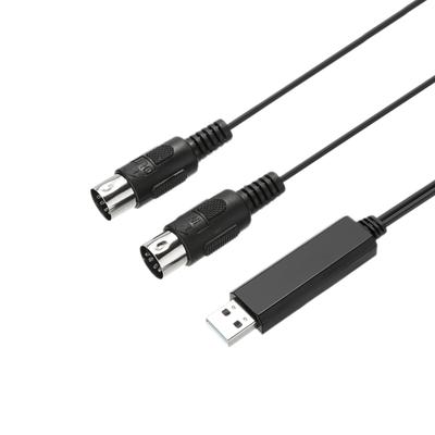 HiFing USB IN OUT MI Кабель Интерфейс Один Вход Один Выход 5-контактный Линейный Конвертер Адаптерный Шнур для ПК к Музыкальной Клавиатуре Черный