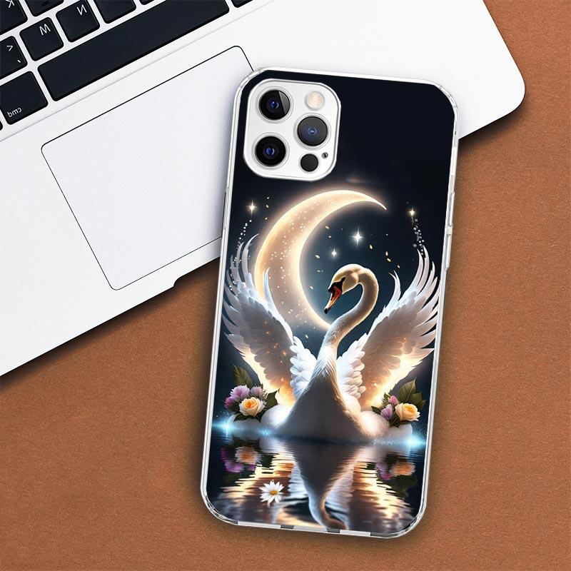 White Swan Grace Art Phone Case For Apple iPhone 11 12 13 15 14 Pro 7 XR X XS Max 8 Plus + Mini SE Customized Print Soft Cover