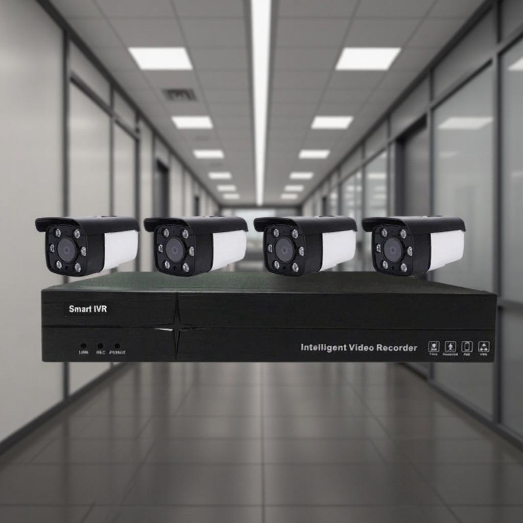 8-канальный комплект камер видеонаблюдения для улицы 4 Мп с PoE и HD ночным видением с двумя источниками света