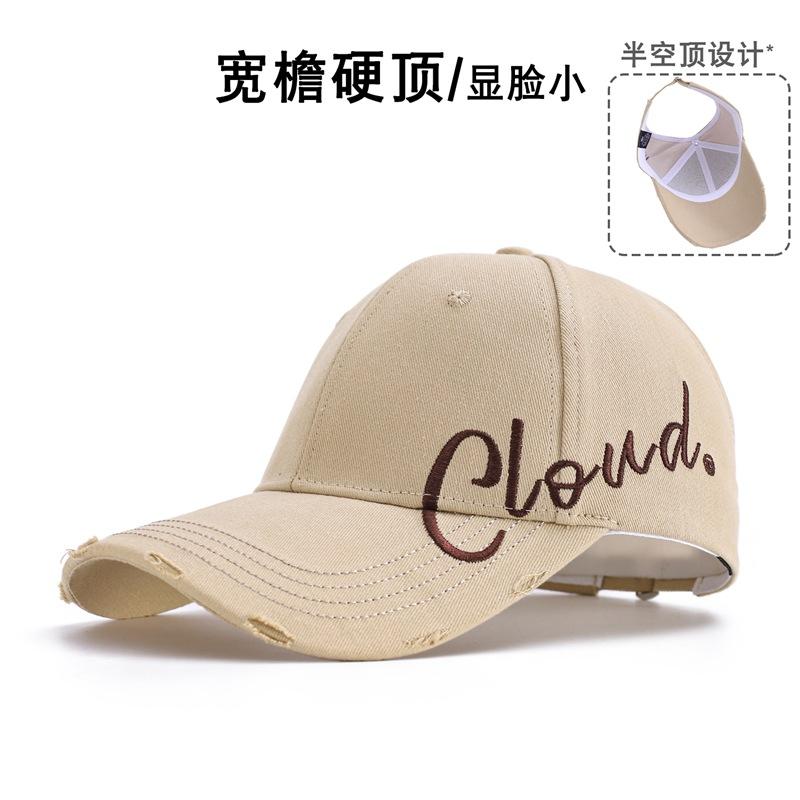 Hole versatile sunshade showing face small baseball cap can tie ponytail big head circumference letter embroidery sun protection cap