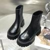 2024 Shoes Female Ankle Women's Boots Platform Modern Boots Women Sewing Round Toe Back Zip Square Heel Shoes Women