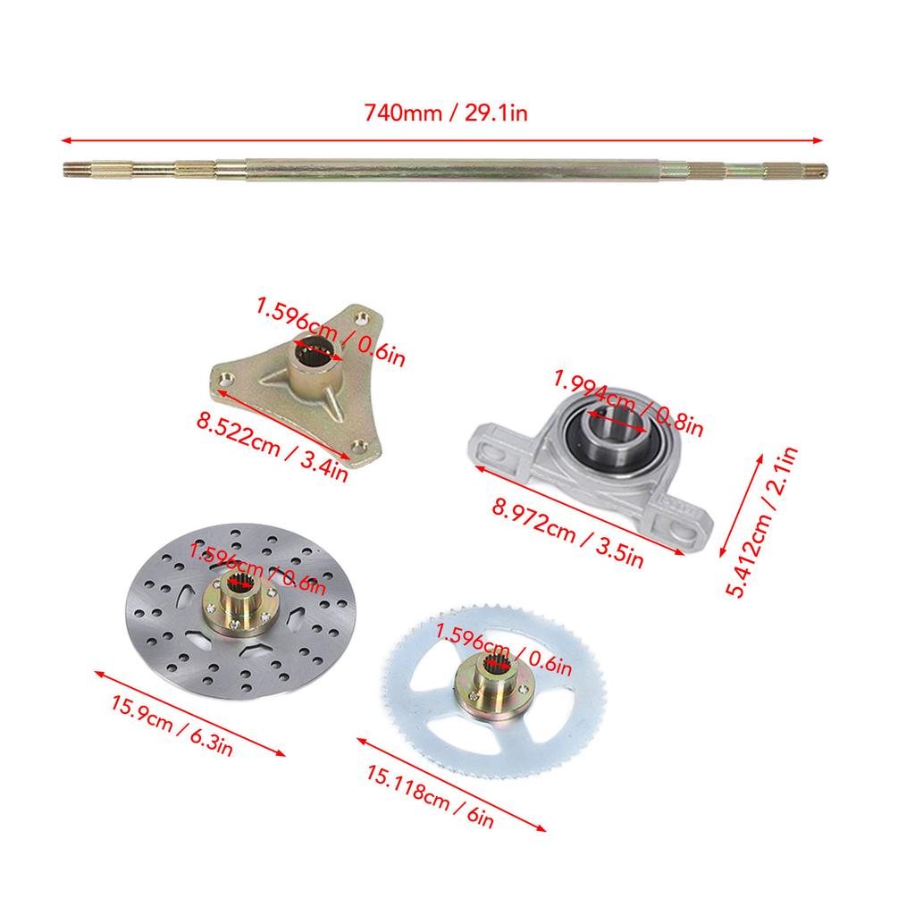 Комплект тормозных суппортов Go с дисковыми тормозами 29 дюймов Повышает устойчивость Прочный Плавное вождение Комплект задней оси Go-карта для 50cc 70cc 90cc квадроциклов