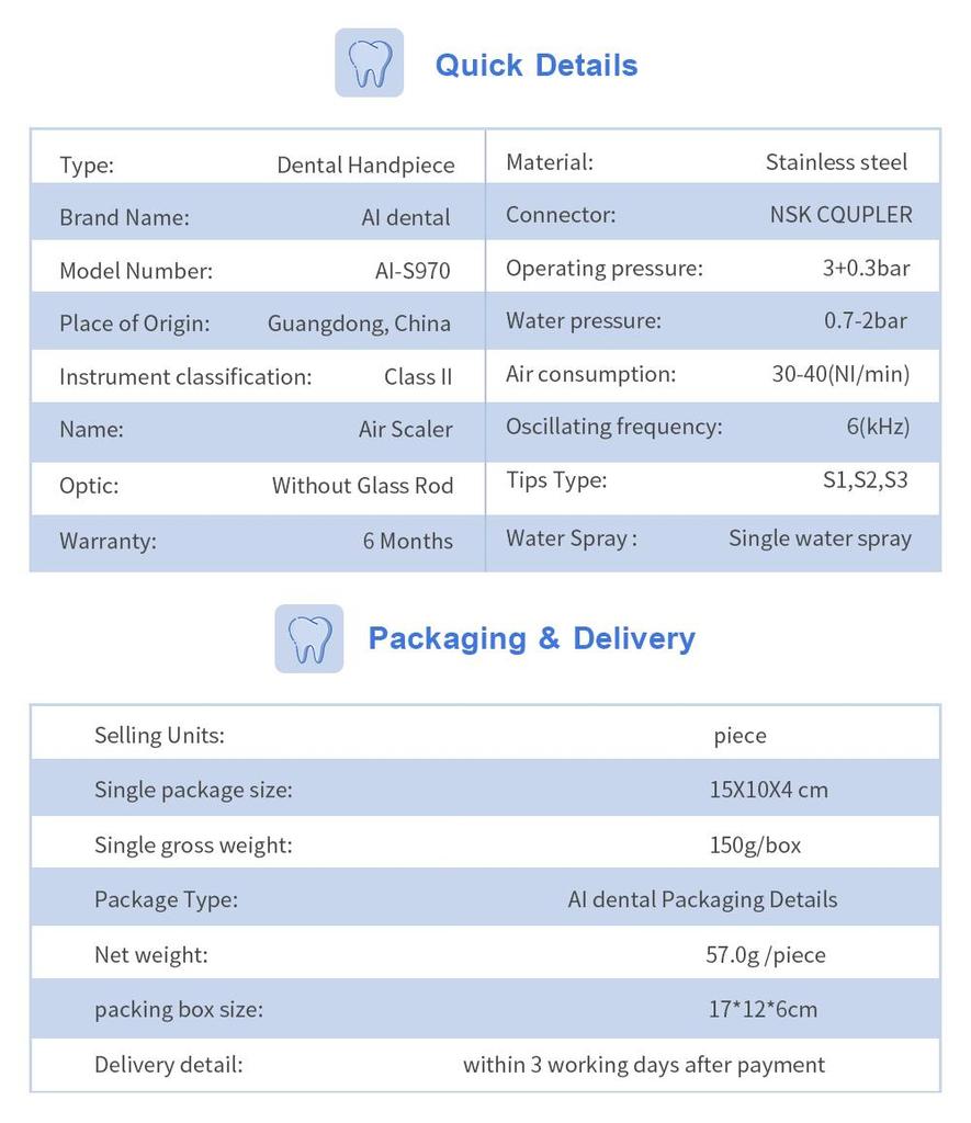 Dental Air Scaler Handpiece Oral Teeth Whitening And Cleaning Polishing Tools Ultrasonic Handpiece With 3 Tips