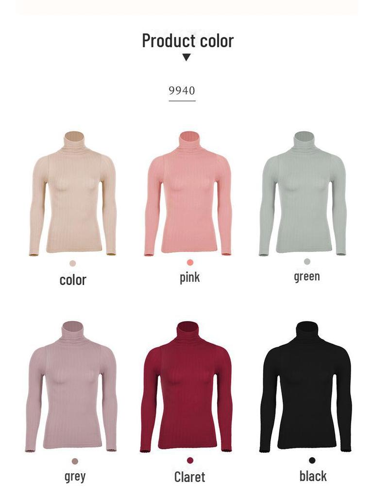 Женский термотоп из бамбукового волокна с высоким воротником и длинными рукавами