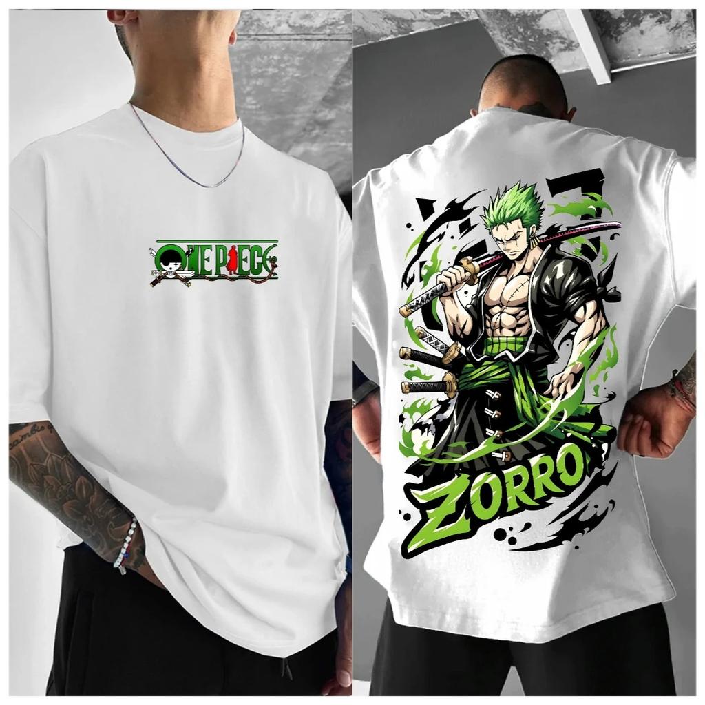 ONE PIECE Peripheral Products Zoro Oversized Printing Men's Streetwear T-Shirt Summer Casual Cotton Breathable Casual Tops