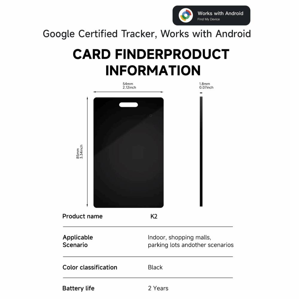 Беспроводная зарядка Кошелек Трекер Карта IP68 Сумка для ключей Багаж Питомец Кошелек Устройство против потери Google Find Hub GPS-локатор