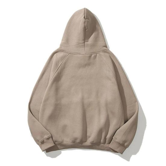 Men Hoodie with Solid Color Hood Large Front Pocket Pullover Sweatshirt Loose Fit Sports Tops Street Wear